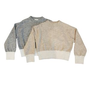 2 H&M Cropped Knit Sweaters - Beige & Gray - Size XXS